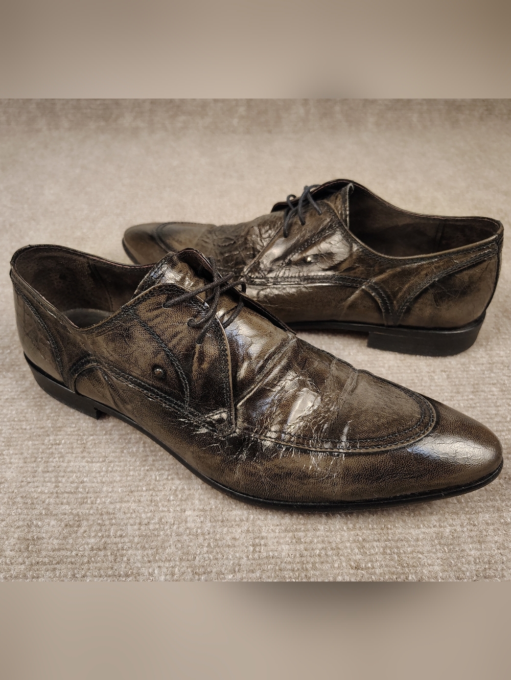 Mens Thompson Original Model Gray Dress Leather Shoes Size 11 US/44 EU ITALY
